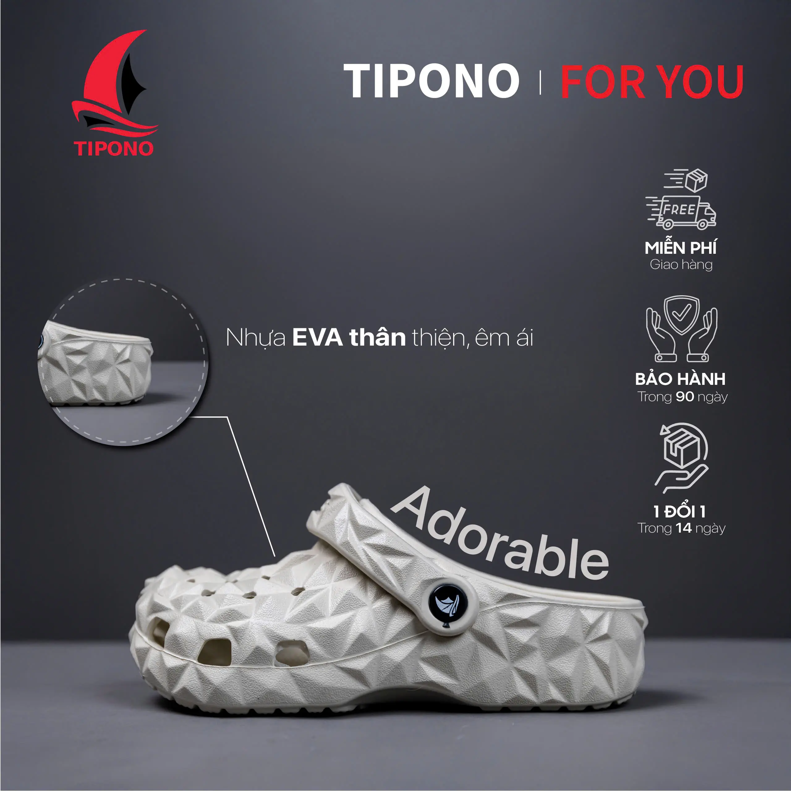 (CHƯA KÈM CHARM) Dép Sandal Nam Nữ Sục TIPONO Sầu Riêng Sục Bánh Mì Dập Nổi, Sục Bít Đầu Chống Trơn Trượt dep sang Đế Bằng LC16 dép sục nữ sang chảnh