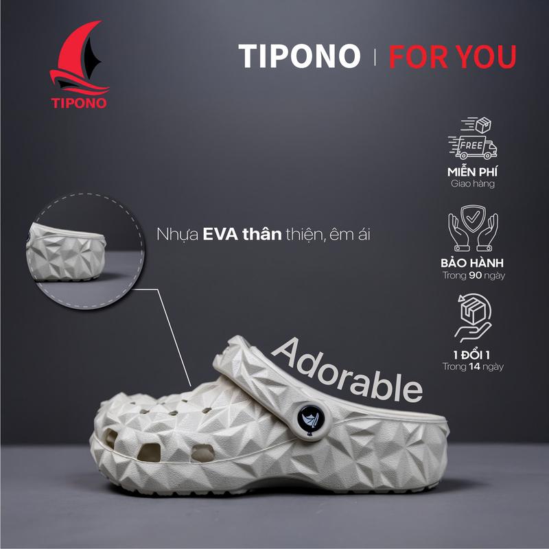 (CHƯA KÈM CHARM) TIPONO Dép Sandal Nam Nữ Sục TIPONO Sầu Riêng Sục Bánh Mì Dập Nổi Đế Bằng LC16 Chất Liệu Nhựa EVA Thân Thiện Em Ái Bảo Vệ Bàn Chân Chống Trơn Trượt Sang Trọng