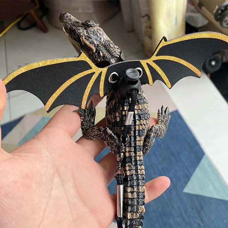 Product Introduction of [Three-Piece Set] Little Crocodile Lizard Outdoor Costume Little Devil Leash with Wings Reptile Little Crocodile Clothes 11
