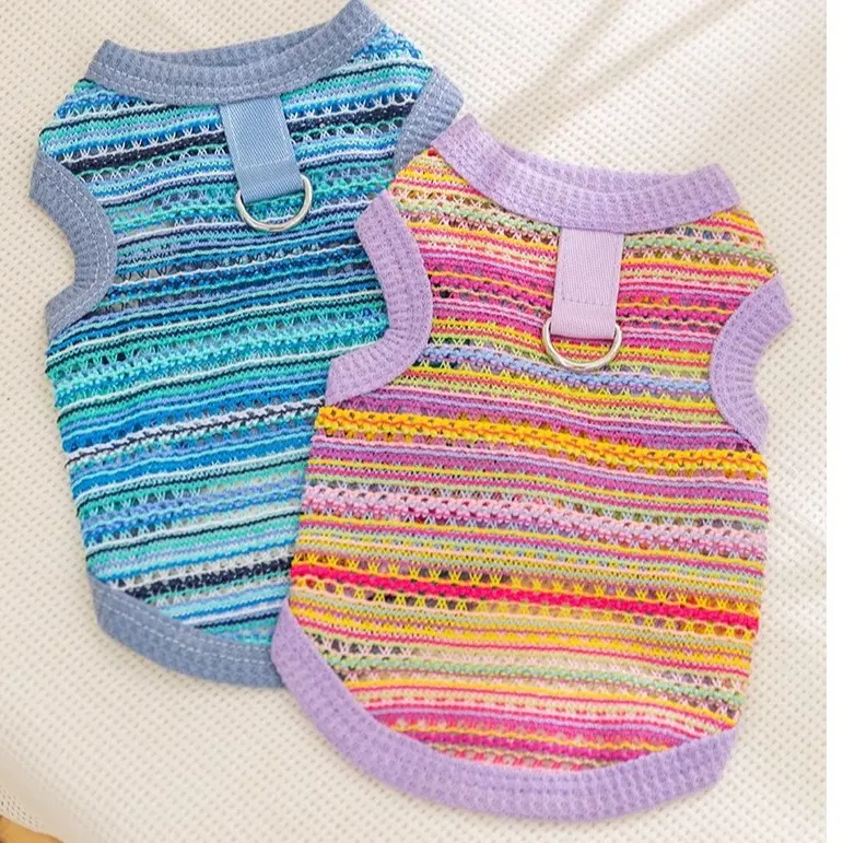 cat bra 202525   New Style Woven Hollow Out Vest Spring Summer Puppy Clothes Teddy Small Dog Thin Cat-Specific Small Clothes