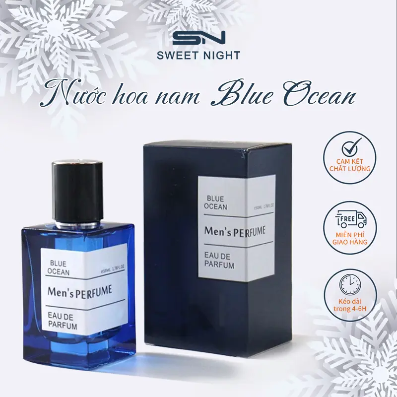 Nước hoa nam thơm 24 giờ 50ml, hương thơm tươi mát và quyến rũ như nước biển, hương thơm lưu lại lâu