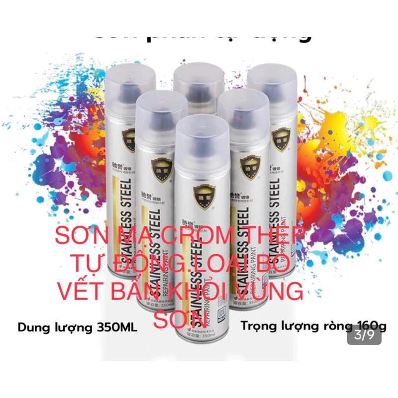 【Rẻ】Sơn Bạc Mạ Crom Sơn Xịt Mạ Chrome Sáng Bóng 350ml - Chai Sơn Mạ Siêu Bóng-Sơn xe bình  xịt  crom  mạ  bạc 2