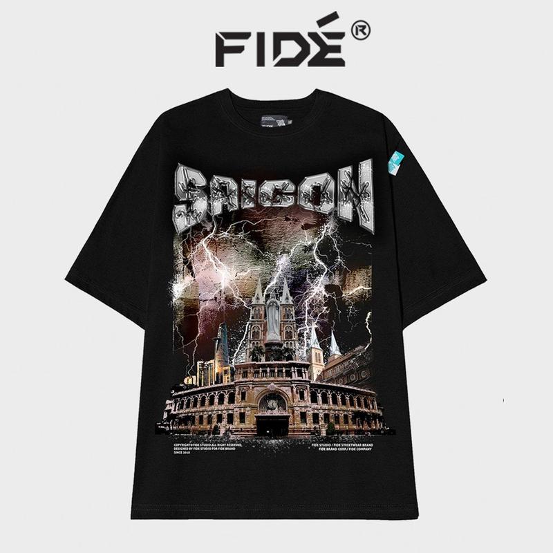 Áo thun địa danh SÀI GÒN FIDE phông unisex nam nữ form rộng ulzzang SÀI GÒN Menswear Top Cổ Tròn Cotton