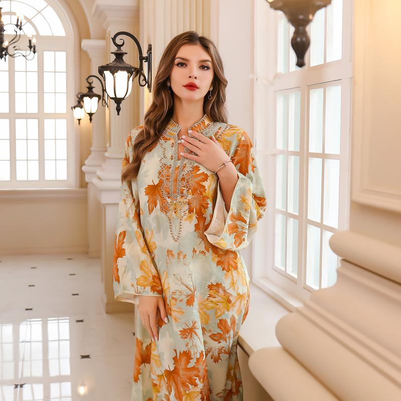 Product Introduction of Ome Muslim Djellaba Women's Clothing DUBAI Turkish Clothing Embroidery Fashion Female Dress Fashion 8
