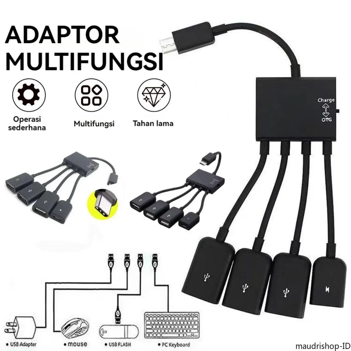Usb hub / 4 Ports Micro Adapter OTG Splitter HUB / Cable Spliter Connector Adapter 4 In 1 Konverter Cable Data Micro USB to USB Female 4 Port Multifunction Data Cable Charge