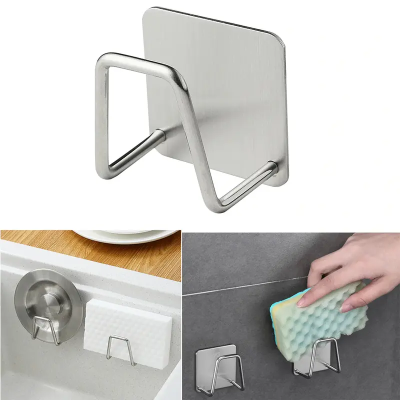 GANTUNGAN TEMPELAN DINDING STAINLESS STEEL Rak Dapur Alat Masak Kamar Mandi Kamar Tidur Serbaguna 3