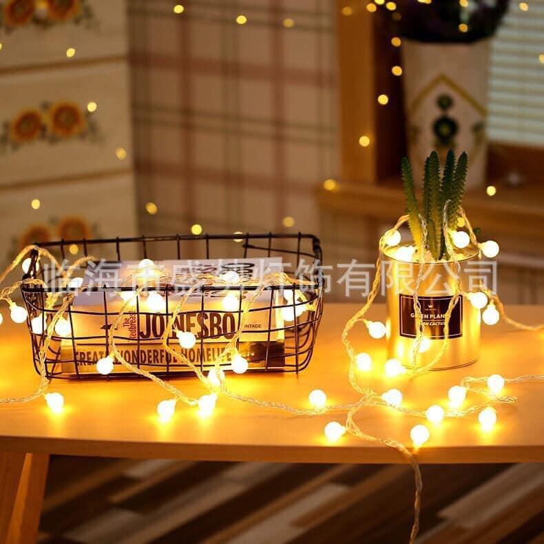 Combo 2 dây đèn LED  trang trí bóng tròn chống nước không tỏa nhiệt, gồm 32 bóng dài 10m Dây đèn Decor  Noel tết, đèn trang trí nhà cửa quán cafe