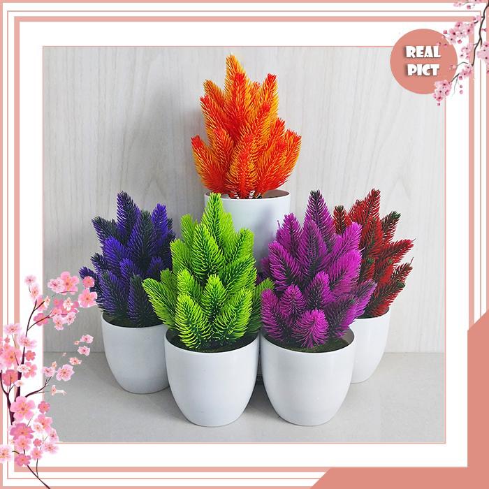 UNICO Ornamen Tanaman Daun Phoenix Bunga Hias Plastik Pot Bunga ...