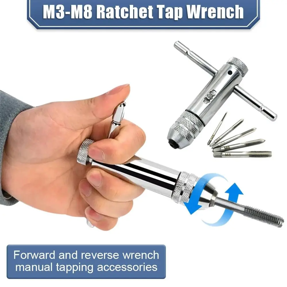 Set Hand Tap M3-M8 Pembuat Drat Ulir dengan Gagang - WO-8 - Silver