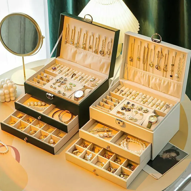 Hộp Đựng Đồ Trang Sức, Lux Nhập Khẩu Cao Cấp, Dung Tích Lớn, Nhiều Tầng, Thích Hợp Đựng Vòng Cổ, Hoa Tai, Bông Tai, Vòng Tay, Nhẫn Và Đồ Trang Trí