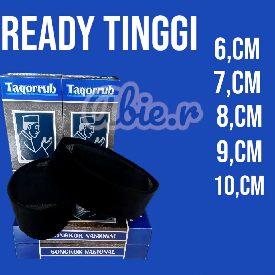 Peci TAQORRUB Polos Hitam Ace Original - Tinggi 6/7/8/9/10 - Pria, Tebal, Bulu, Bordir, Motif, Dewasa, Muslim, Kain, Kopiah