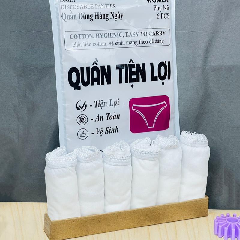 set 6 quần tiện lợi, quần lót giấy cotton một set sử dụng một lần cho mẹ bầu sau sinh hoặc đi du lịch dã ngoại, spa
