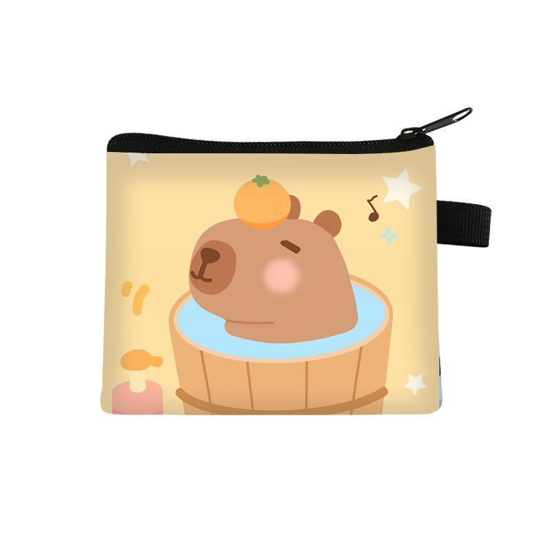2024 Capibala coin purse, children's student printed polyester card bag, simple and fashionable headphone bag, storage bag 4