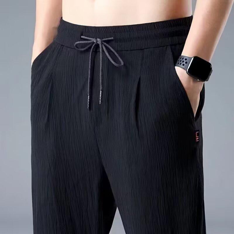 Product Introduction of Men's Pants Summer Ultra-Thin Cotton Linen Linen Loose Men's Ice Silk Leisure Trousers Straight Summer Wear Summer Pants Cropped Menswear Lingerie 1