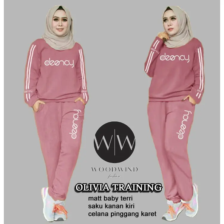 WWW2 -  Setelan Marimar Olivia L XL XXL 3XL Fashion Pakaian Baju Olahraga Sport Wanita Muslim Setelan Celana Panjang Kaos Casual 6