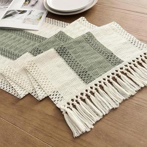 Camino de mesa con flecos de estilo boho, mantel a rayas coloridas de 1 pieza, decoración para el hogar estilo granja para el comedor, accesorios de decoración de tocador