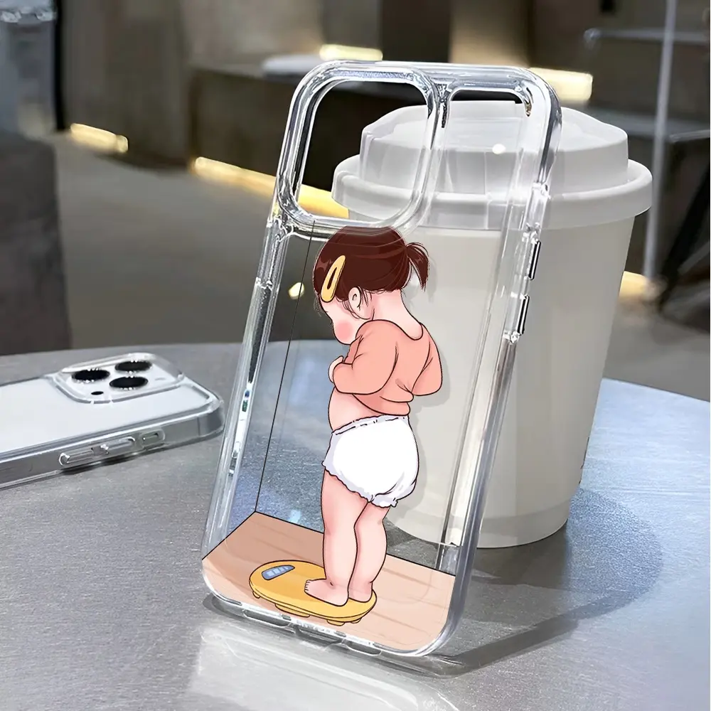 Trasnparent Aesthetic Space Case for iphone 15 pro max 11 14 13 12 7 8 Plus X XR XSMax Fashion Girls lose weight Protection Shockproof Cover