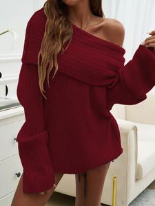 Women's Long Sleeve Sweater, Elegant Fashion Casual Jumper for Daily Outdoor Wear, Women Knitwear for Fall & Winter