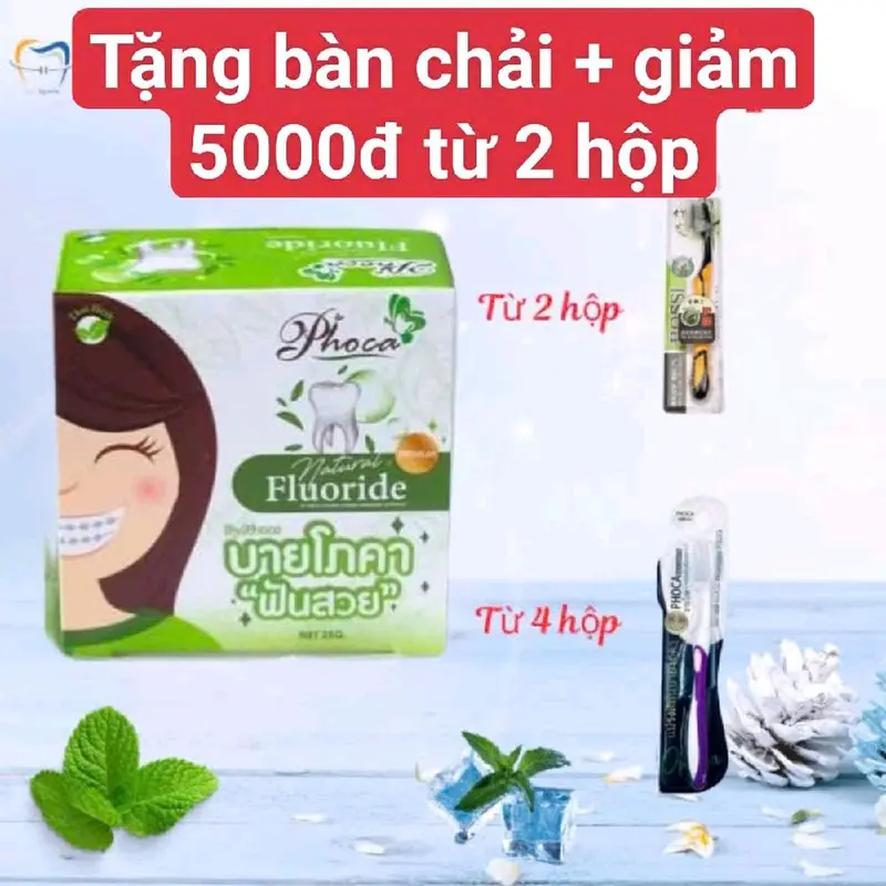 Kem Đánh Răng Phoca, By Phoca, chuyên cho niềng răng Thái Lan, trắng răng, thơm miệng với Fluor  nature tự nhiên 0