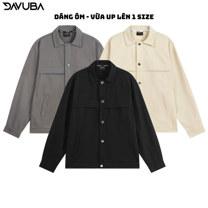 Áo khoác kaki DAVUBA trơn tay dài cổ bẻ SM103