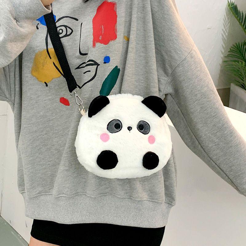 Túi Nhồi Bông Hình Gấu Trúc Dễ Thương, Dành Cho Nữ, Hàng Mới Về Mùa Thu Và Mùa Đông, Túi Lông Hoạt Hình, Túi Đeo Vai, Túi Đeo Chéo, Túi Nổi Tiếng Trên Internet, 2024 5