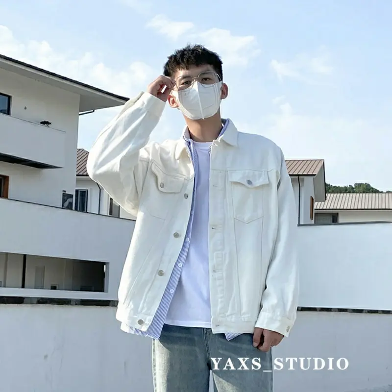 [vip] Áo khoác kaki unisex màu trắng Showbiz hàng độc cao cấp tại BB Jeans Màu trắng Menswear Nam 0