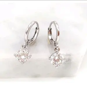 Titanium silver anting wanita permata satu BISA COD