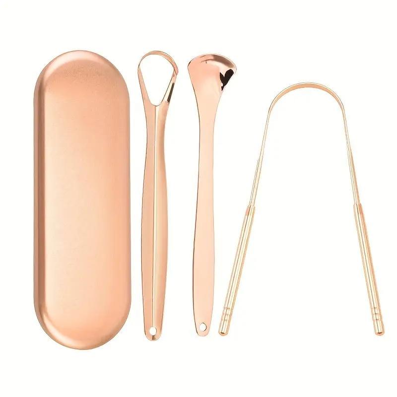 Product Introduction of Stainless Steel Tongue Scraper Set, 3pcs/set Fresh Breath Tongue Scraper, Tongue Cleaner, Oral Care Kit for Adults, Hygiene Products 12