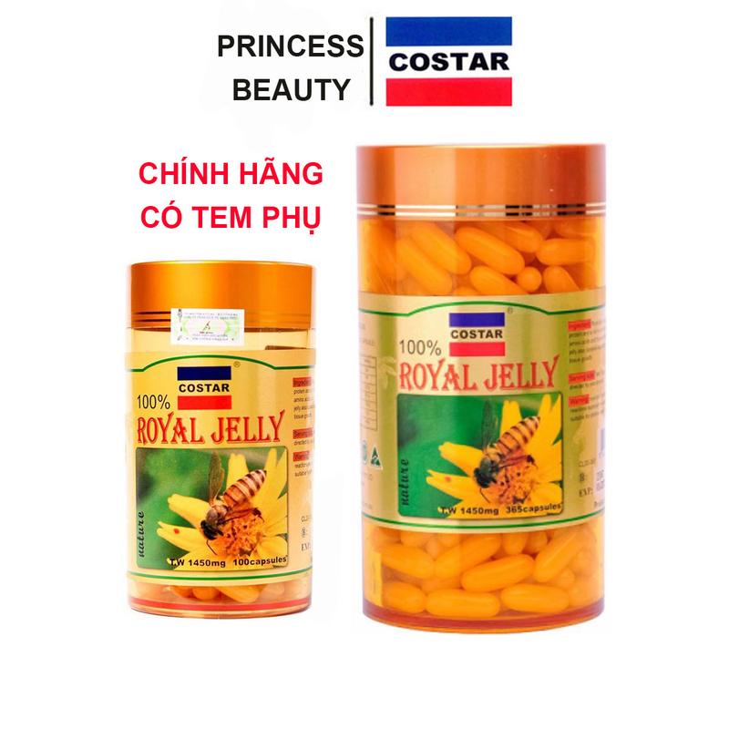 Viên Uống Costar Sữa Ong Chúa 100 Viên Royal Jelly Soft Gel Capsules 1450mg Dưỡng Da Bổ Sung Dưỡng Chất