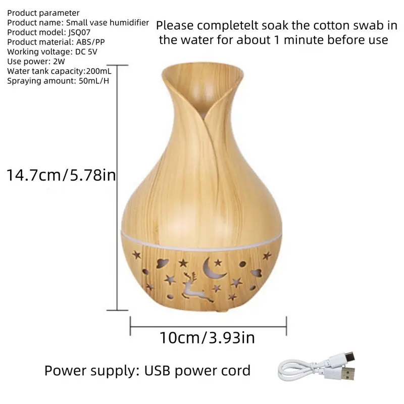 Creative Vase Shaped Humidifier, USB Powered Aroma Diffuser, Mist Maker for Office, Bedroom, Living Room, Home Decor 1