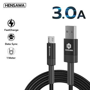 Hensawa สายชาร์จเร็ว 3.0A USB to Micro สายถัก Nylon ทนทาน สีดำ 1เมตร รุ่น US5088 สายไม่พันกัน Fast Charge Cable & Sync