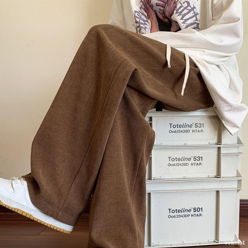 Product Introduction of Celana Corduroy Panjang unisex celana korduroy pria korean style baggy pants coklat retro celana kulot pria oversize cordutoy Pants celana panjang pria loose pants celana pria keren celana hitam celana kain celana corduroy pria  Remaja Casual Straight 32