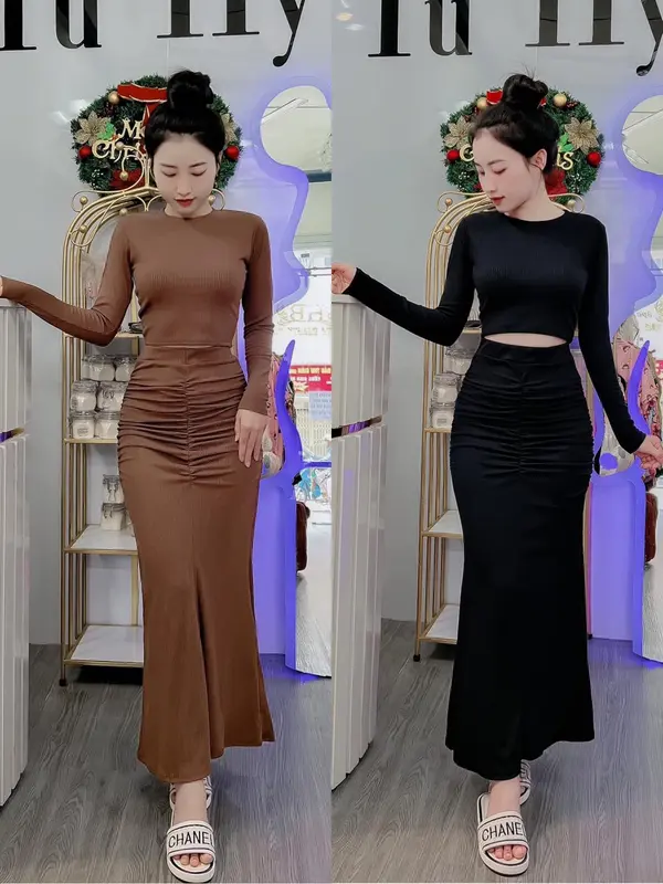 ĐẦM ÔM BODY ĐUÔI CÁ CHUN EO 4 MÀU TÔN DÁNG váy  tiệc 1