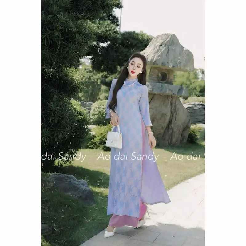 Áo dài Lụa cao cấp, hoạ tiết Thọ Dơi trẻ trung, trendy, sang trọng quý phái -  Women Dress 6