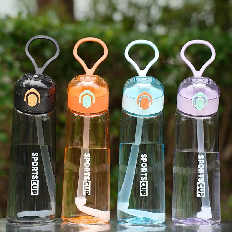 ShuangQi 1pc 25OZ (750ml) Solid Color Transparent Sports Water With Handle Suitable For Outdoor Sports Running Fitness Cycling Drinkware Cup Reusable Bottle Water Bottles Portable Tumbler Washable Bottle for Hiking Camping Office Home 0