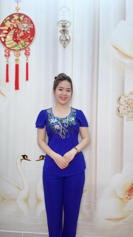 Product Introduction of A55 Đồ bộ thun nữ trung niên áo thêu hoa, tay cánh tiên hai tầng Women thương hiệu đồ bộ Hải Sơn 13