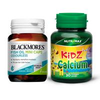Gambar PAKET BLACKMORES FISH OIL MINI CAPS ODOURLESS 30 KAPSUL LUNAK DAN NUTRIMAX KIDZ CALCIUM 30 CHEWABLE TABLETS dari Health and Wellness ID Kota Administrasi Jakarta Utara 3 Tokopedia