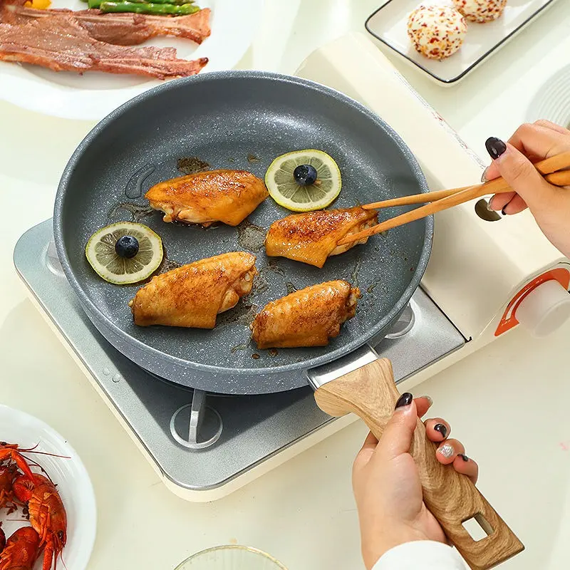 [Ready stock] Household frying pan steak frying pan multi-function pancake frying pan medical stone non-stick pan induction cooker gas stove universal 7