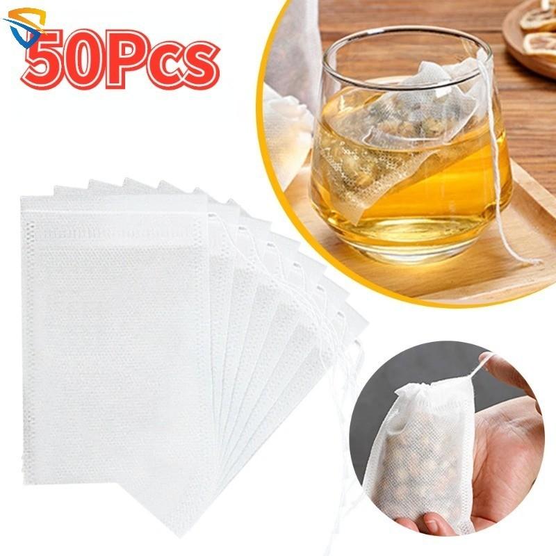 50Pcs Food Grade Filter Tea Bags with Drawstring Infuser Spice ...