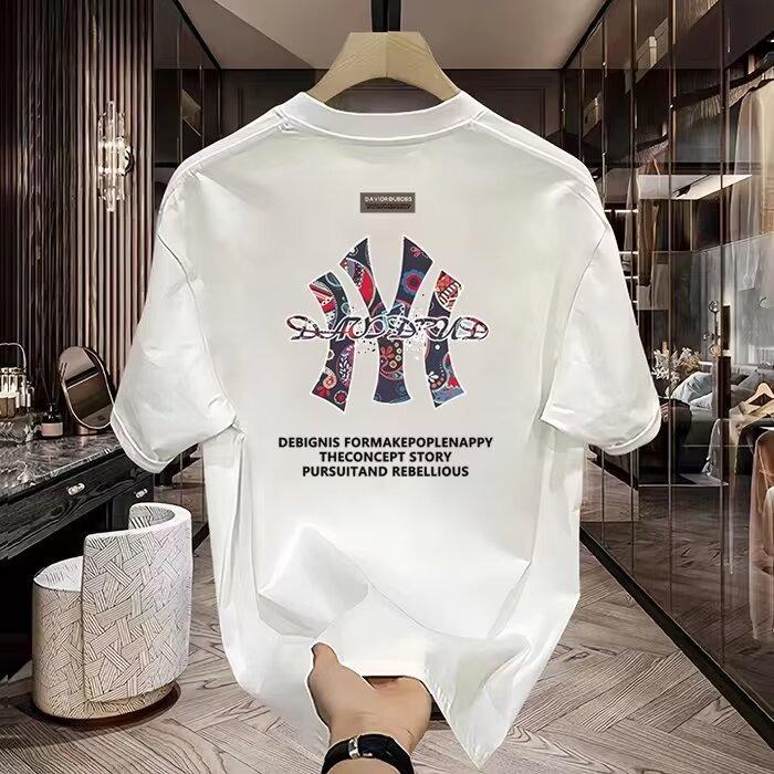 Product Introduction of Cotton 250gsm summer short sleeved T-shirt for men, casual, trendy, fashionable, printed T-shirt, round neck, sports, breathable 5
