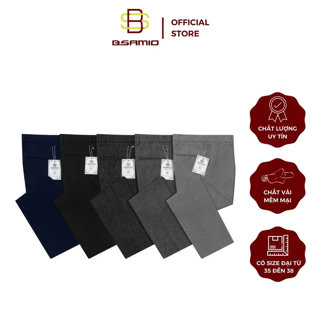 Quần Tây Nam Trung Niên BSAMIO Phong Cách Công Sở Ống Suông Vải Mềm Size Đại 28-38 - Pants, Menswear