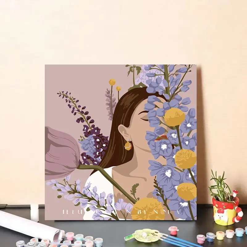 20*20 Girls Design Digital Oil Painting Leisure Vacation Wall Decoration Girls Digital Oil Painting