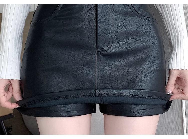 Product Introduction of 2025 Black PU Leather Skirt Skirt Women's New High Waist Versatile A- line Sheath Skirt Pantskirt 14