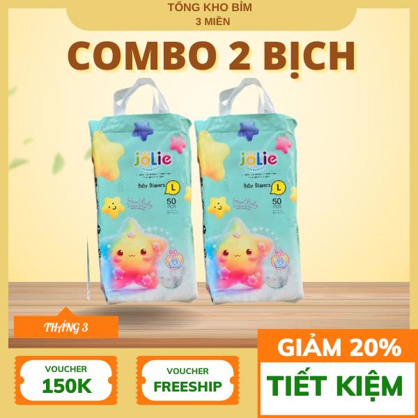 combo 2 bịch 100 miếng  dán JOLIE loại 1, phiên bản nâng cấp bỉm mỏng đủ size S/M/L/XL   Cotton nệmđiềuhòa mátlạnh Mền    tã lót cho trẻ sơ sinh