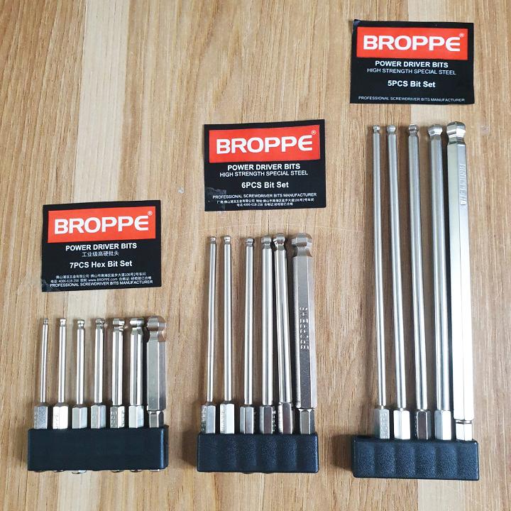 Mũi lục giác cho máy bắn vít. Bộ lục giác đầu bi đầy đủ kích thước hãng BROPPE cao cấp 9
