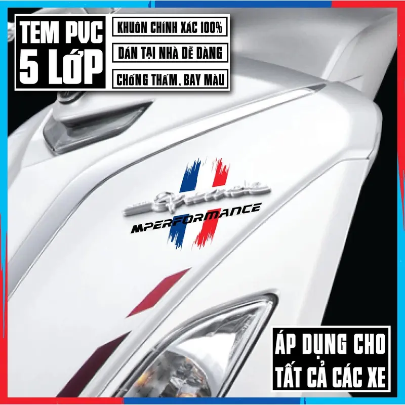 Tem Xe Performance ITALY / AMG / ĐỨC / PHÁP - Chất Liệu PVC Cao Cấp Chống Nước, Bền Màu Dán Xe Máy, Xe Hơi 4