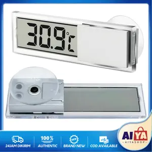 Termometer Mobil Digital LCD Transparan Kecil Mini Tempel Kaca Sucker Cup Dekorasi / Pengukur Suhu Mobil Digital