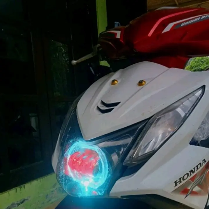 Lampu Utama LED BEAT SCOOPY VARIO NMAX JUPITER VIXION Daymaker BiLED Projie Projector 4 Mata Lensa 8D V12 DM4 Mobil Motor 5