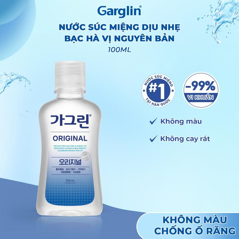 Nước súc miệng chăm sóc toàn diện vị bạc hà nguyên bản Garglin Original có cồn chai 100ml - Hàng chính hãng 0