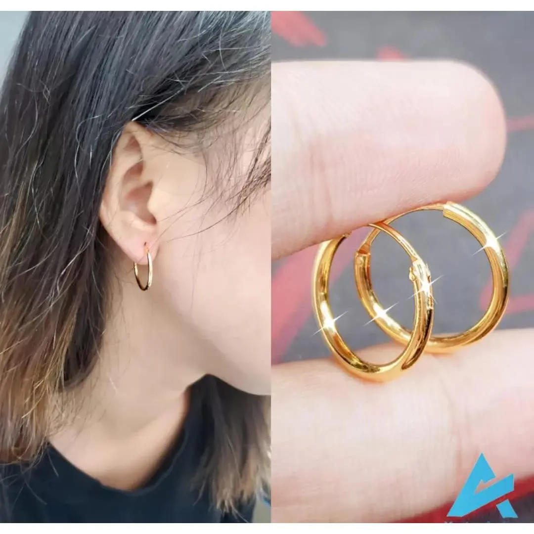 PERHIASAN WANITA ANTING GIPSY POLOS TITANIUM TERBARU LAPIS EMAS 24K ANTI LUNTUR/KARAT